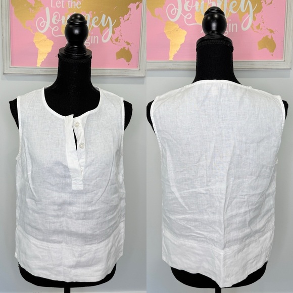 Hobbs London 100% Linen White Sleeveless Top (6) - Picture 1 of 8